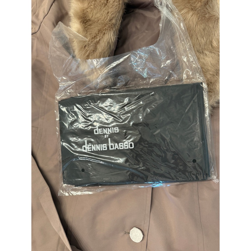 Dennis Basso 2X Faux Fur Collar Belted Coat Women's Taupe Lightweight NEW - Picture 13 of 13